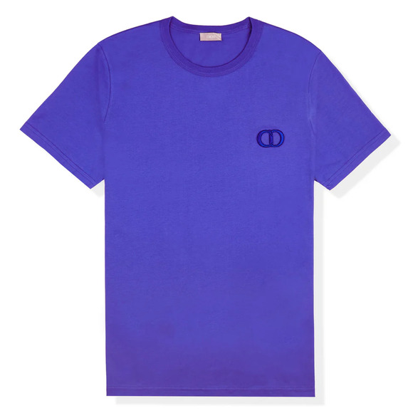 Dior Violet Purple CD Logo Short Sleeve Cotton Classic Tee Shirt T-Shirt Large L
